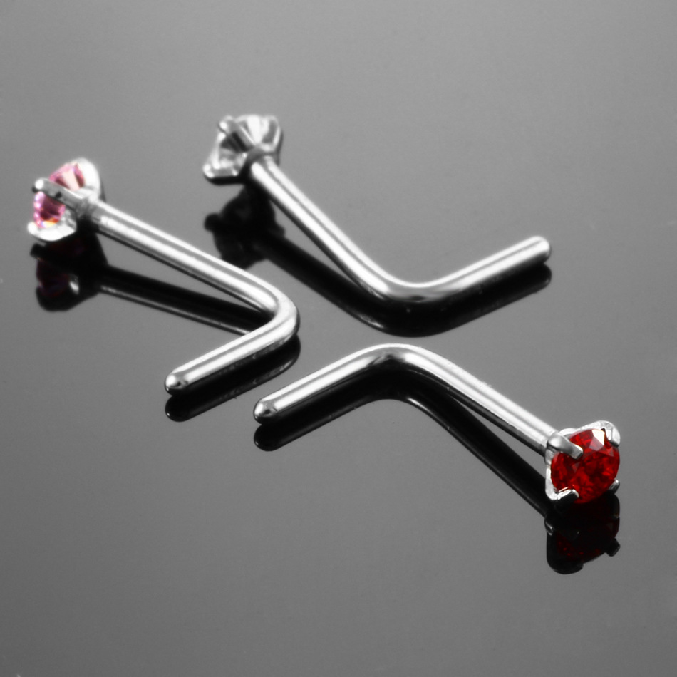 Simple Style Geometric Stainless Steel Inlay Zircon Nose Ring 1 Piece