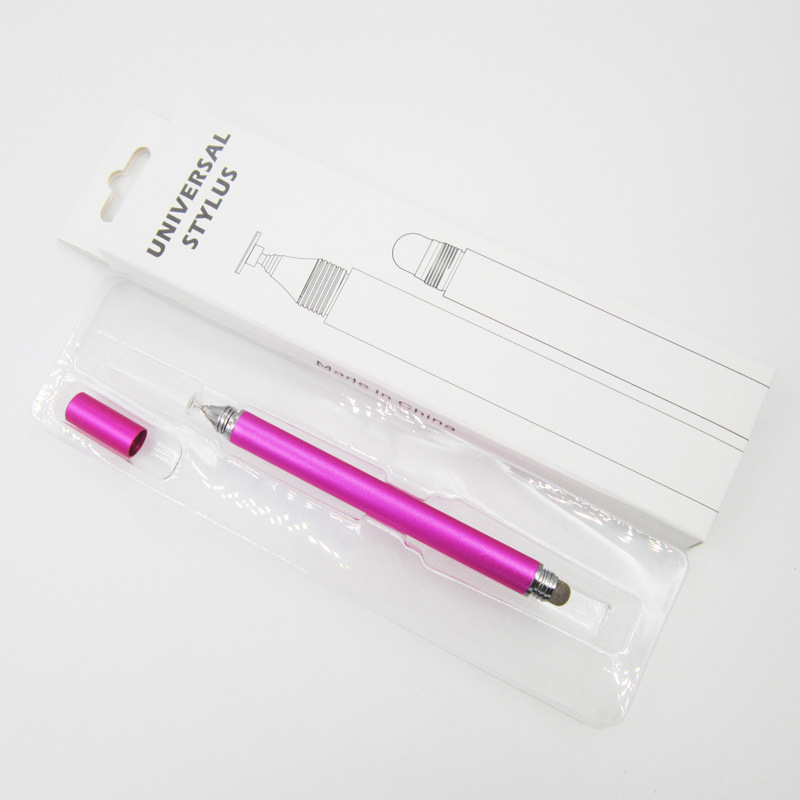 硅胶圆盘手写笔金属触控笔布头2合1电容笔外贸stylus通用英文包装|ms