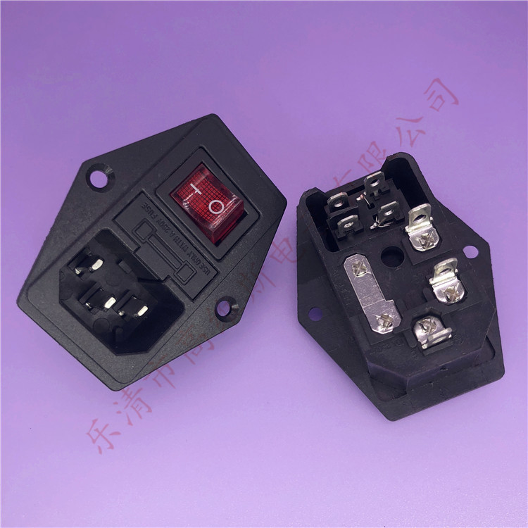 厂家AC-01A螺丝孔固定三合一带开关带保险品字插座AC电源插座