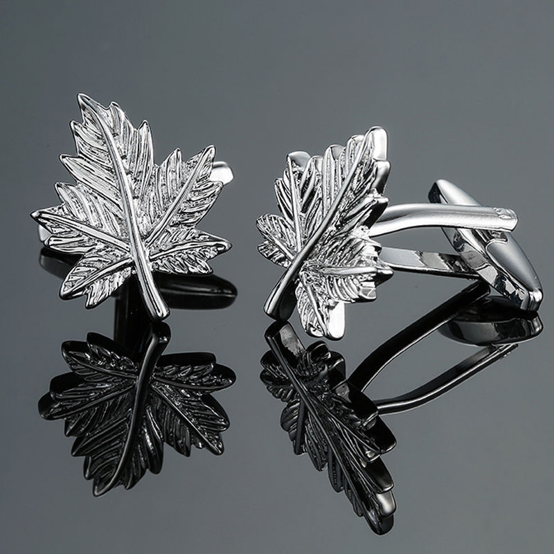 17g Weight Cufflinks Classification 1 Pair Quantity Anniversary, Business Occasion Copper Material Leaf, Flower Pattern Unisex Gender Plating Design Simple Style Style 1 Pair Simple Style Leaf Flower Copper Plating Unisex Cufflinks 2