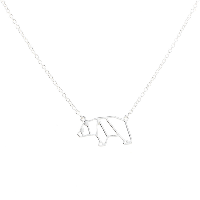 New Necklace Origami Panda Necklace Environmental Protection Alloy Plating Gold Silver Animal Cubs Necklace Clavicle Chain display picture 1