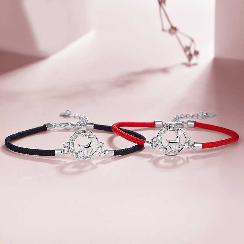 新款中国风手链红色手链鹿角本命年手链一鹿有你百搭简约热卖