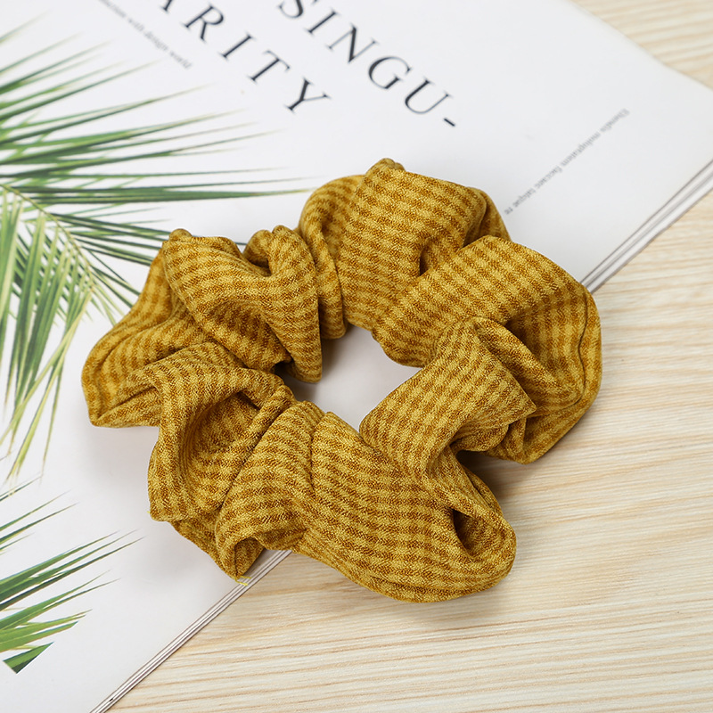 New Korean  Plaid  Fabric  Flower Hair Scrunchies display picture 12