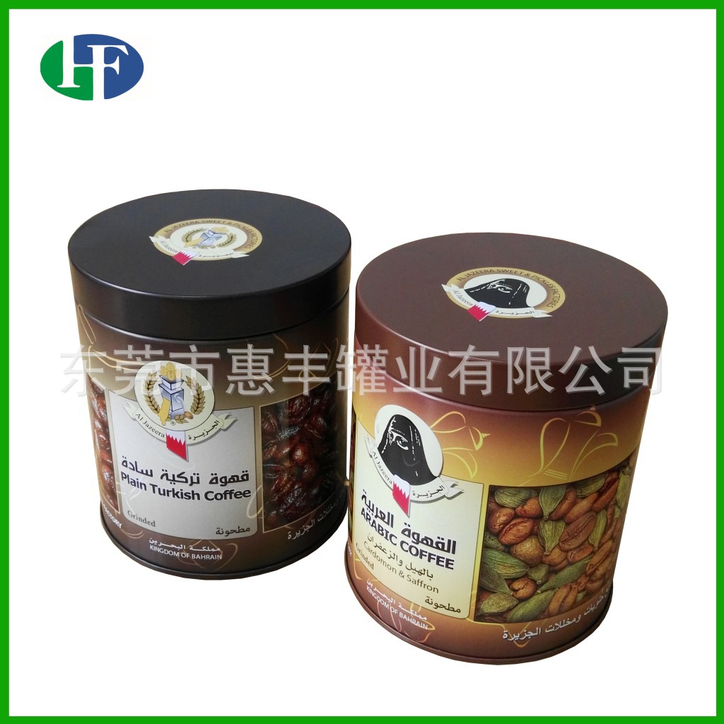 COFFEE tin马口铁黑豆咖啡罐 出口茶叶罐 阿拉伯食品铁盒包装定制
