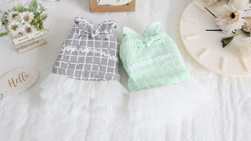 民国风格子纱纱裙