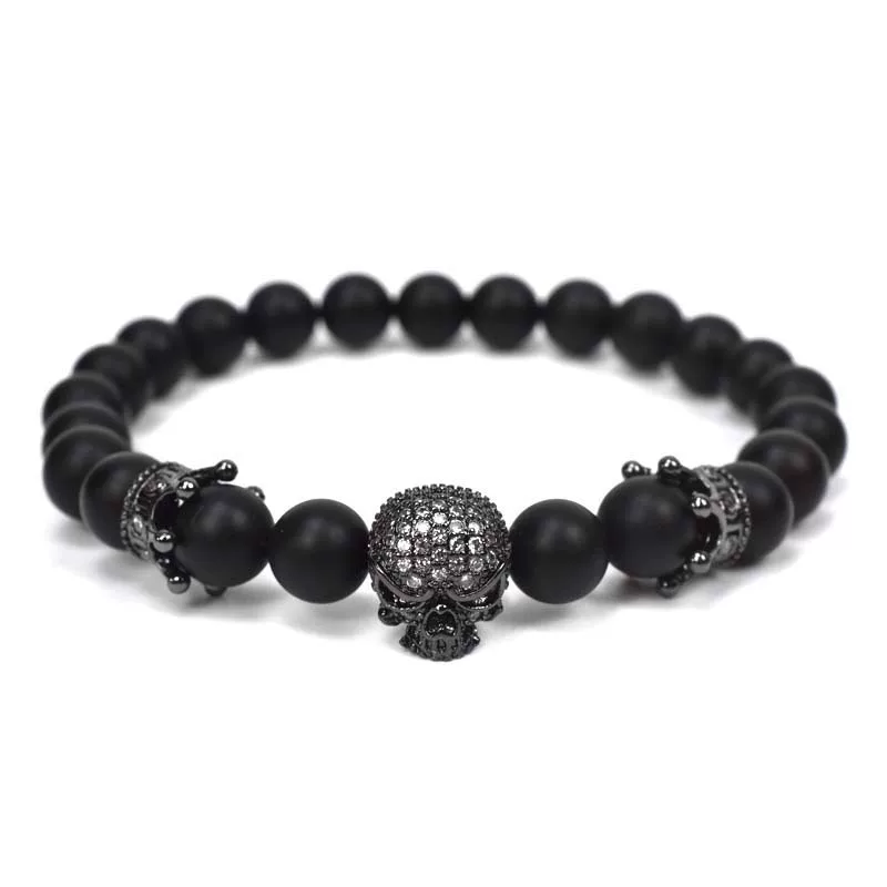 Organic agate fashionable beaded bracelet, European style, micro incrustation