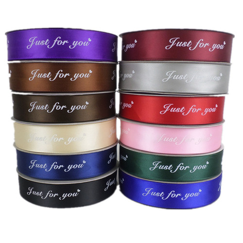 Letter Ribbon Rose DIY Decorative Materials, Cake Box Bow Printed Satin Ribbon