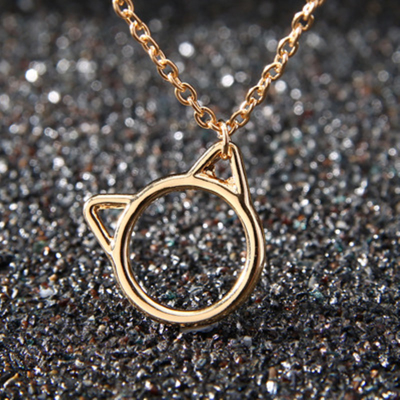 Cute Hollow Cat Pendant Necklace Environmental Protection Alloy Plating Gold Silver Kitten Necklace display picture 5