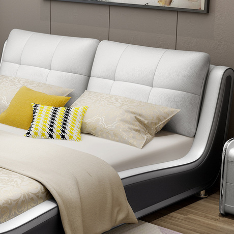 2018 mới hiện đại tối giản nội thất phòng ngủ đôi da nghệ thuật mềm da giường vải nhà sản xuất đại lý tuyển dụng Giường vải