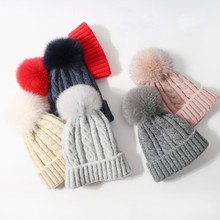 韓版純色針織帽子女士秋冬季護耳加厚保暖麻花可愛毛球毛線帽潮搭