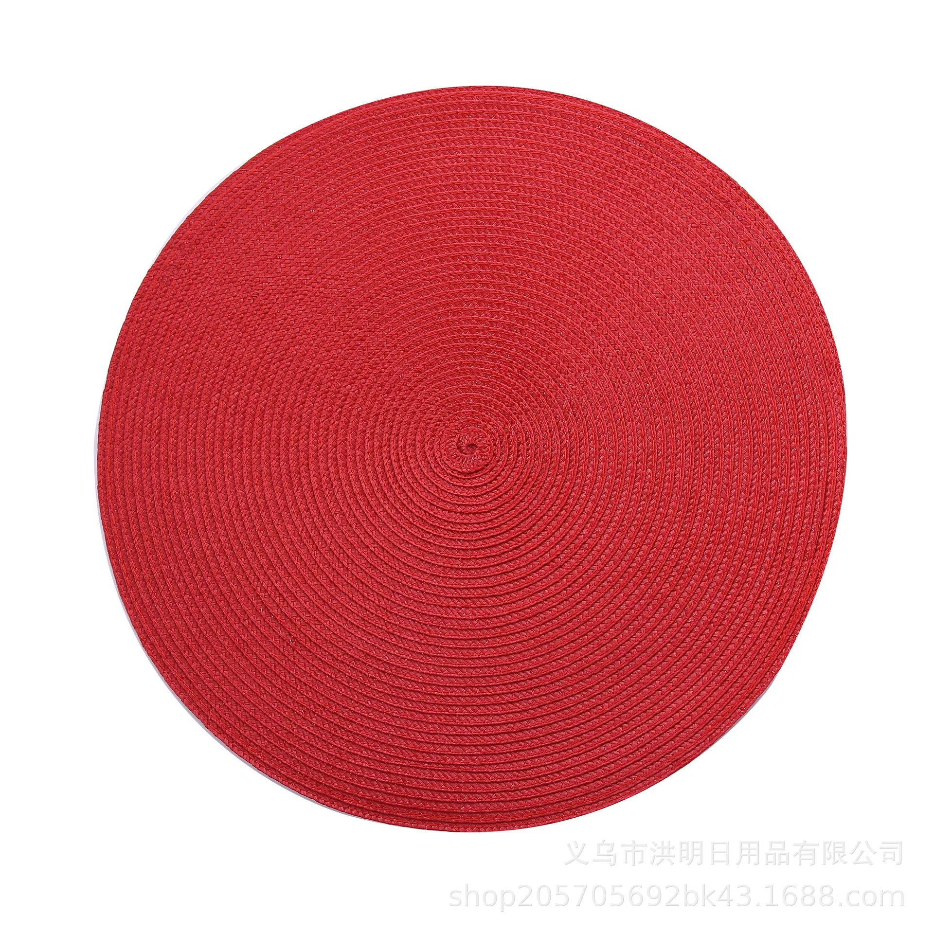 [彩色圆形PP简约风格餐垫杯垫隔热垫餐具垫碗盘垫日式仿草编餐桌垫]