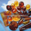 Amber plastic round beads, 15mm