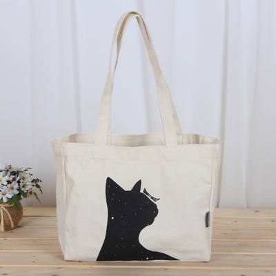 厂家批发全棉手提棉布袋定做 卡通印花棉布袋学生单肩帆布袋定制