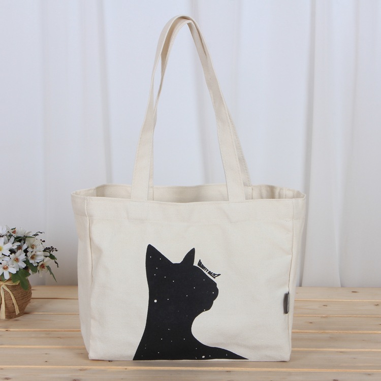 厂家批发全棉手提棉布袋定做 卡通印花棉布袋学生单肩帆布袋定制