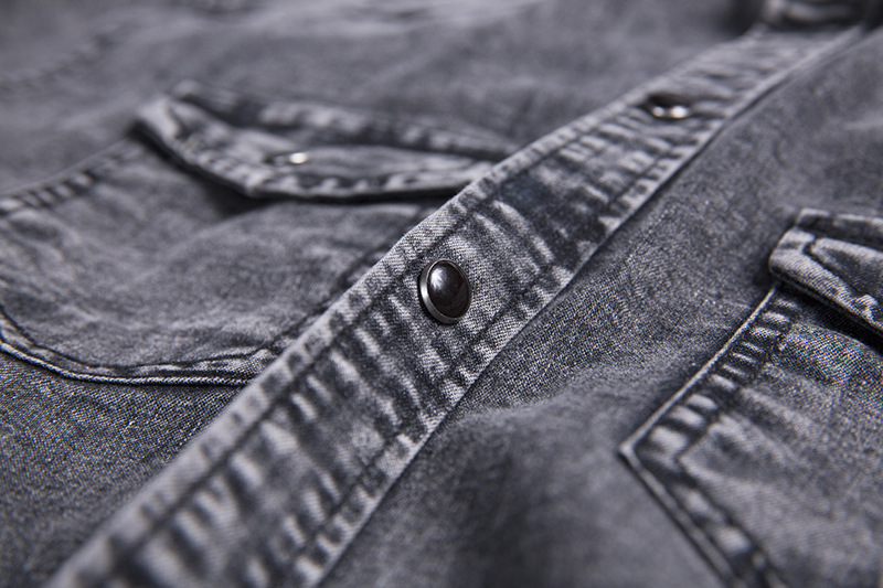 Camicia di jeans uomo a maniche corte stile europeo estiva_voghion.com