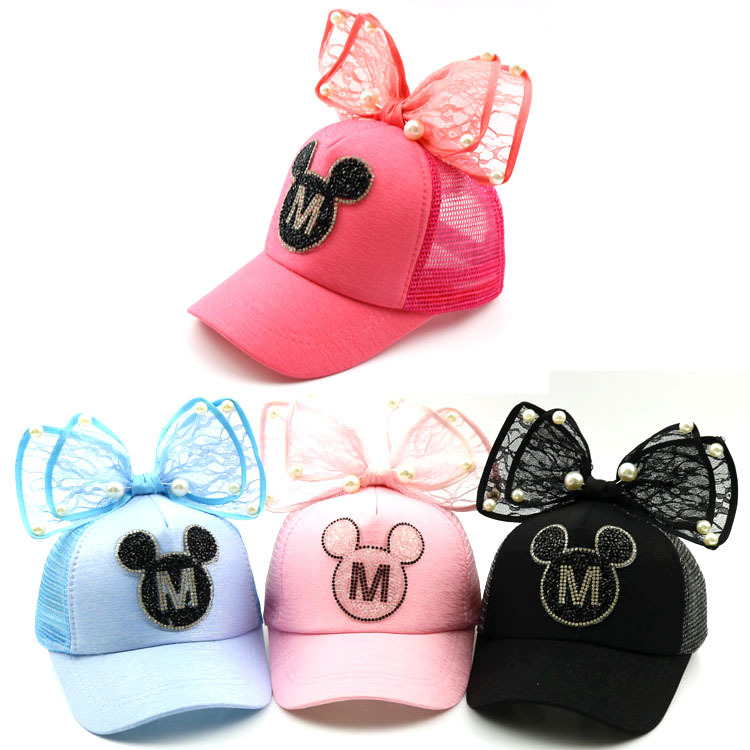 cute fashionable summer baseball cap pearl with bow