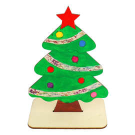 圣诞节立体木板画 白坯木质摆件儿童手工DIY填色创意绘画涂鸦材料