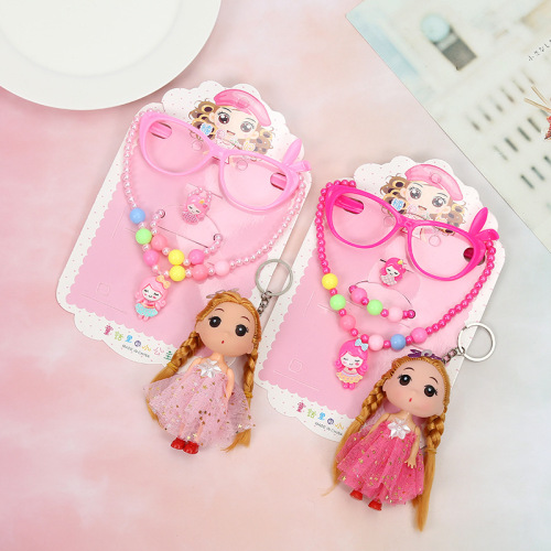 AliExpress Hot Selling Children's Jewelry Cartoon Cute Girls Jewelry Set Beaded Necklace Bracelet Hair Clip Accessories
