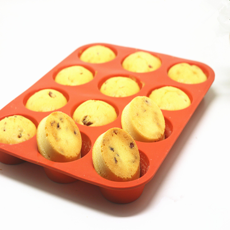 现货热卖 硅胶耐高温 烘焙模具 硅胶制品硅胶蛋糕模具 12连蛋糕模