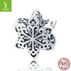 Genuine Christmas beads, pendant, accessory, with snowflakes, silver 925 sample