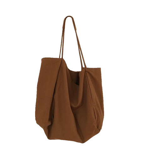 South Korean Instagram-famous canvas bag for women, single-shoulder large tote, chic, literary, student-friendly, versatile hand-held large-capacity shopping bag