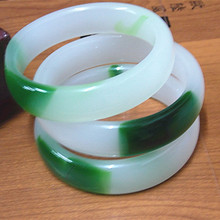 A5珠宝玉器批发 冰飘绿玉石缅甸A级玻璃翡翠玉冰底飘绿花手镯玉镯