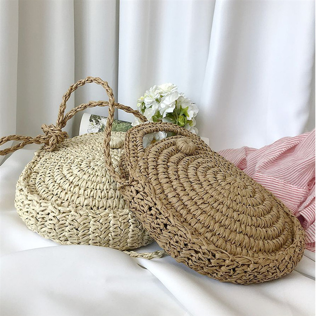 New Kind of Lady Bag and Lady Bag with Oblique Span and One Shoulder Straw Bag Round Straw Bag