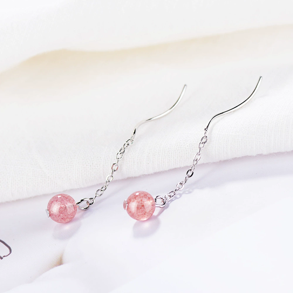Милые волнистые серьги, фуксия кристаллические серьги, японский и корейский стиль