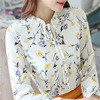 Shiffon summer long-sleeve, shirt, shiffon with print, Korean style, loose fit, long sleeve