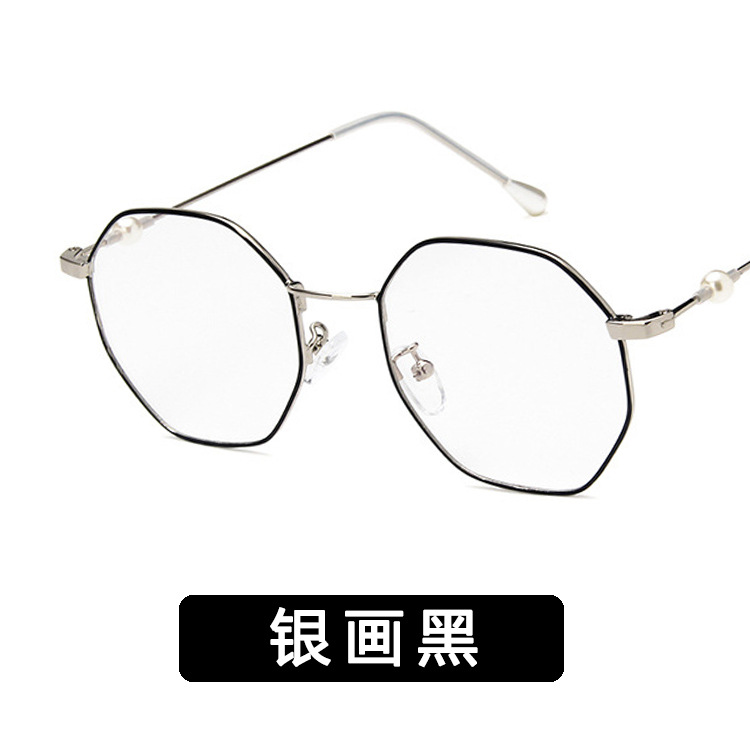 Korean Style Retro Square Glasses Frame 1827 Polygon Irregular Flat Glasses Fashion Pearl Leg Glasses Frame
