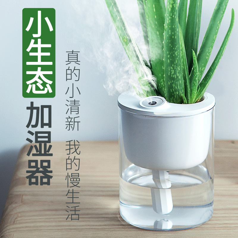 새로운 키보드 창조적 인 작은 생태 가습기 홈 미니 침실 데스크탑 화분 음소거 USB 작은