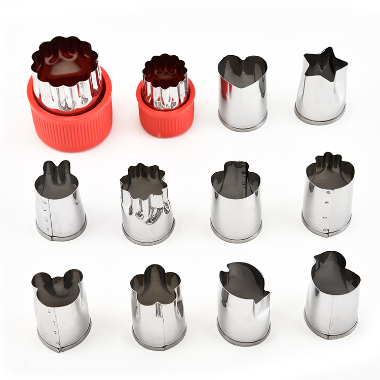 厂家直供饼干模12件套430蔬菜切花器水果造型模具烘焙曲奇模