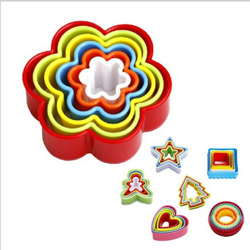 Baking color 5-6 piece set, plastic biscuit mold, mousse ring, vegetable cutter, cookie, cake mold