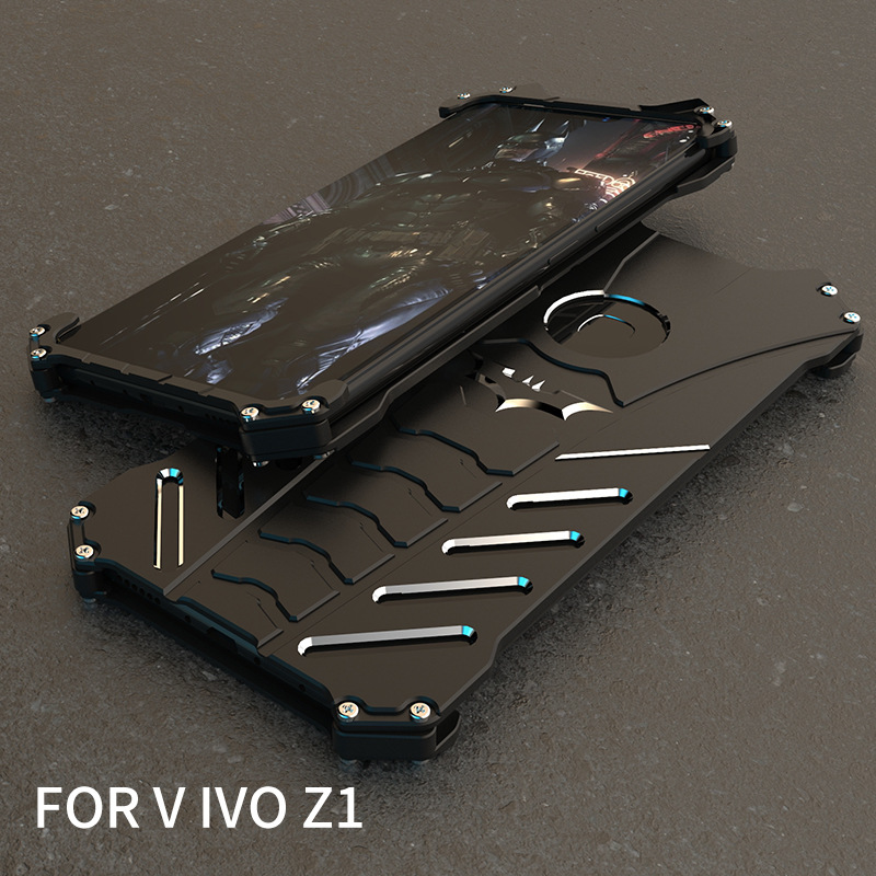 R-Just Batman Shockproof Aluminum Shell Metal Case with Custom Batarang Stent for vivo X21i & vivo Z1