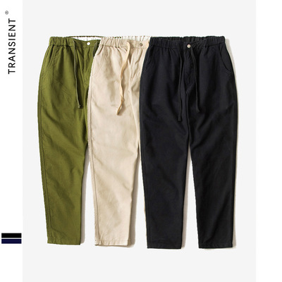 TRS男裝|2019春夏工裝系列日系簡約軍事風面包工裝褲男式休閑褲