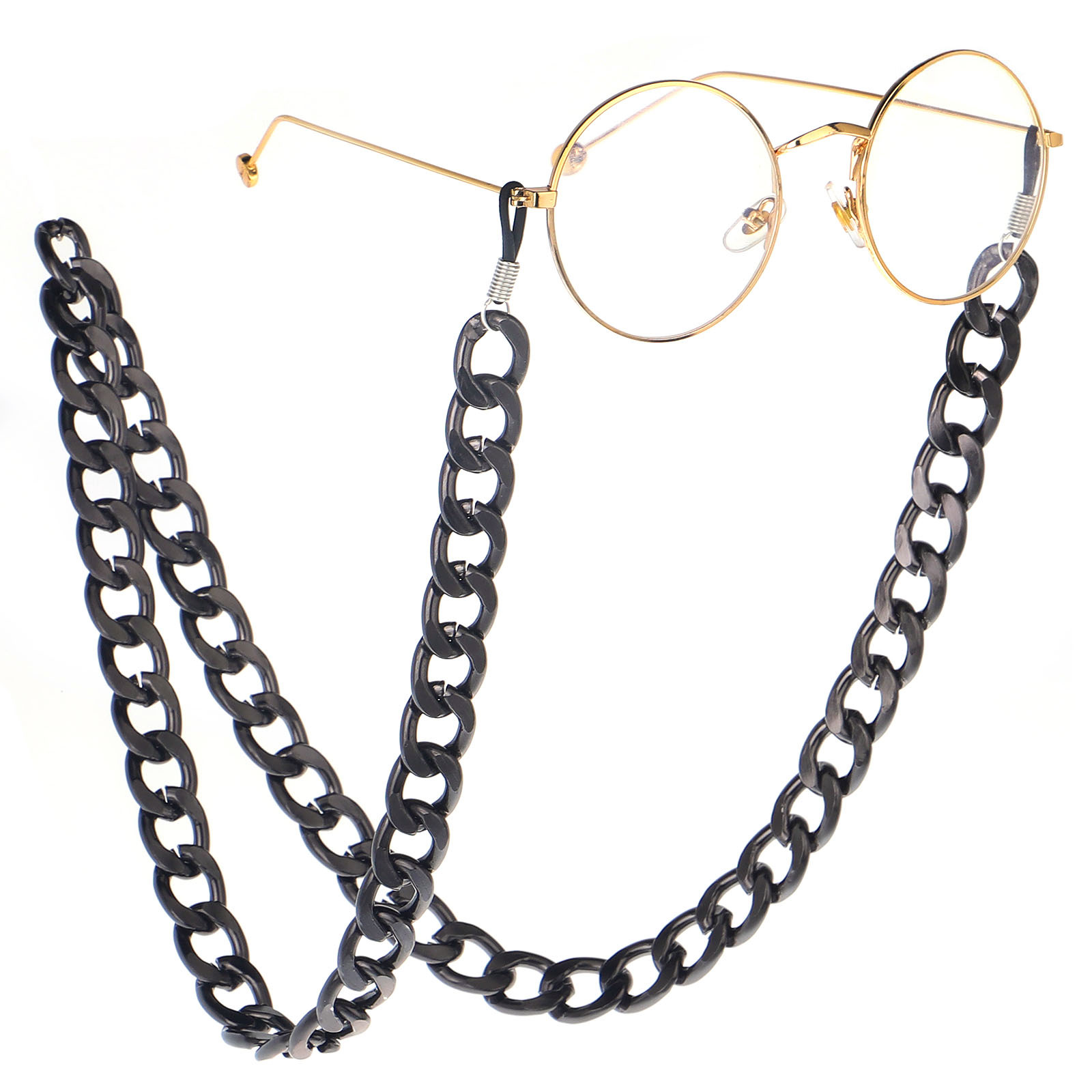 Best Sellers fashion Simplicity Color retention Do not fade Black and silver Coarse Glasses Strap Metal Eyewear chain non-slip