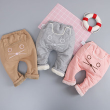 2022女童童裤大屁屁裤 猫咪贴布羊羔绒裤子 加厚保暖冬季外穿长裤