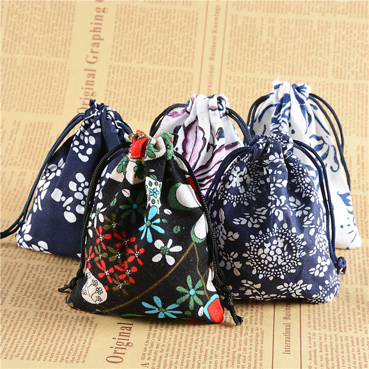 民族风棉布束口袋中国风青花端午节粽子礼品包装袋香囊香包空袋子