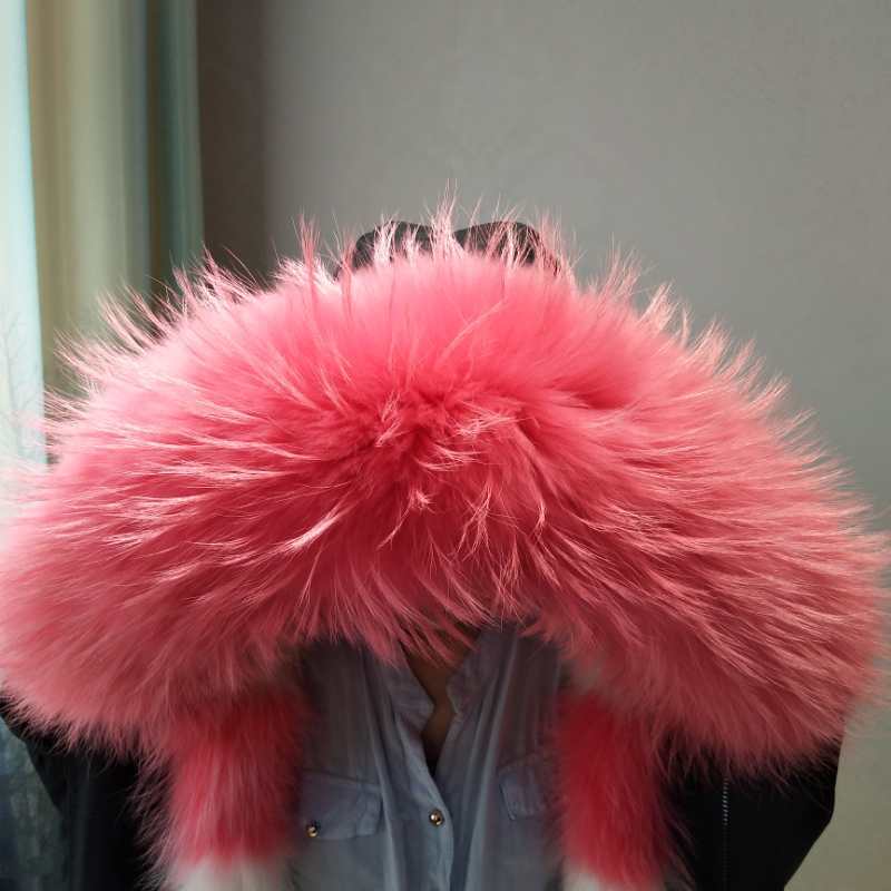 批发各种颜色貉子毛领 貉子大毛领 白貉子毛领 貉子毛领加工定做