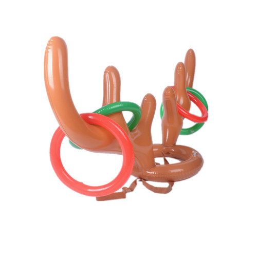 Inflatable Antler Head Hoop Game, Inflatable Throwing Hoop Toy for Kids, Outdoor Leisure Sports, Christmas Decor