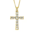 Diamond-Studded Cross (Gold) - 3mm*60cm Stainless Steel Cuban Chain