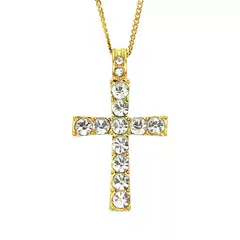 Hip Hop Alloy Gold Cross Pendant Necklace Religious Cuban Chain Men's Fashion Jewelry