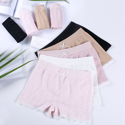 新款日系免穿内裤莫代尔平角裤防走光安全裤女竖条纹棉质裆保险裤|ms