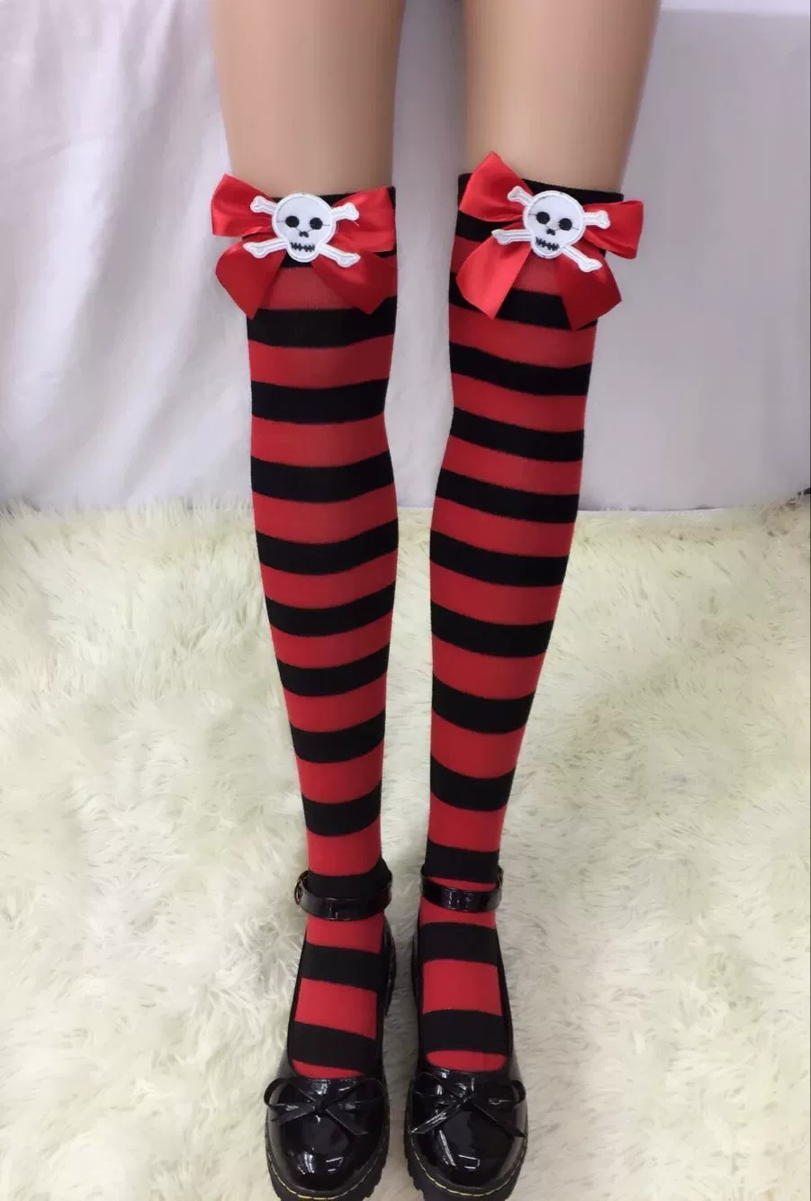 Sexy red doll with bow, cute socks