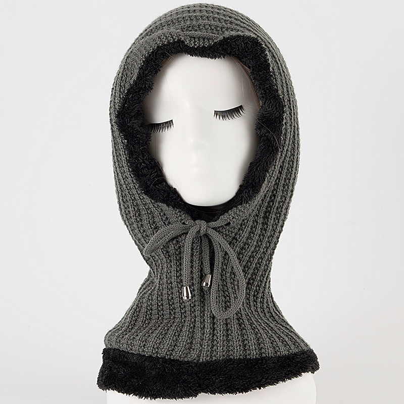 Stickad balaclava för dam och herr, varm randig vintermössa_voghion.com