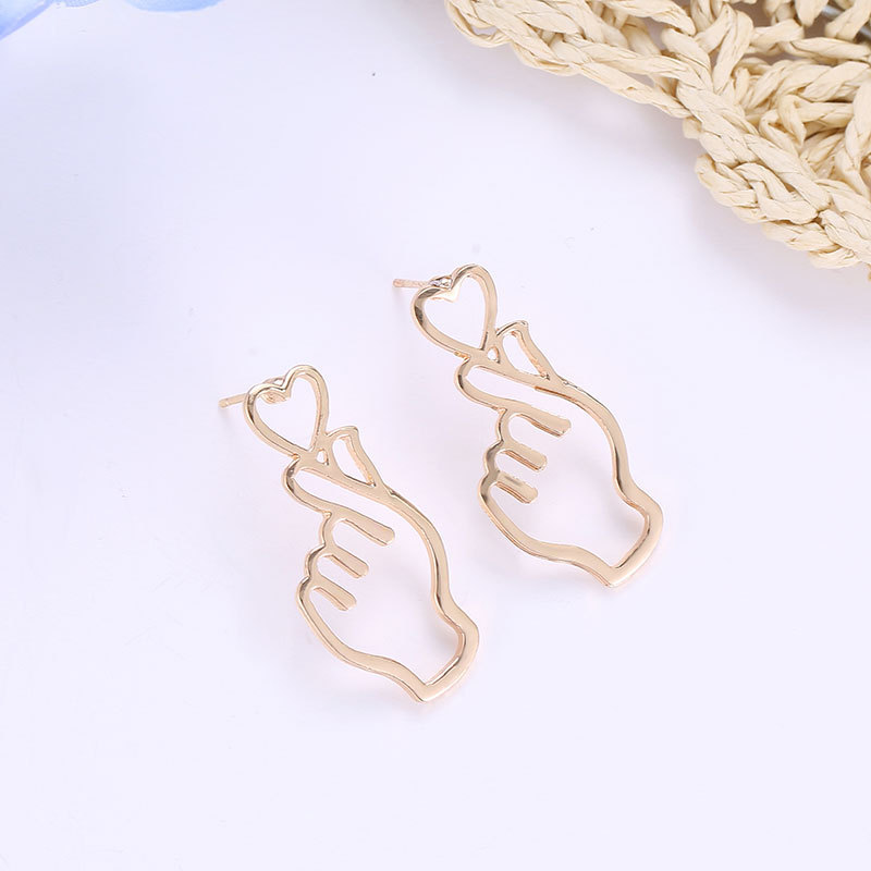 8g Weight Drop Earrings Classification 1 Pair Quantity Daily Occasion Alloy Material Gesture, Heart Shape Pattern Women'S Gender Plating Design Simple Style Style 1 Pair Simple Style Gesture Heart Shape Alloy Plating Women's Drop Earrings 6