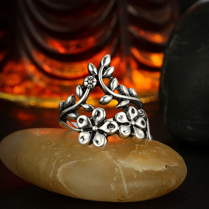 The Flower Goddess Ring Set, Plating Silver Comfort Fit VSCO Wave Joint Midi Finger Bohemian, Retro, Vintage Jewelry