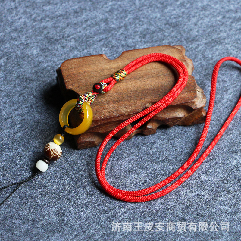 玉石可拆卸二合一指环扣手机挂绳挂脖链子长吊绳男女个性创意|ms