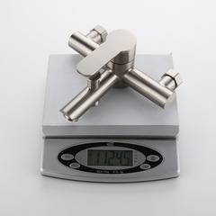 Factory direct sales 304 stainless steel triple bathtub faucet brushed hot and cold water mixing valve portable shower faucet