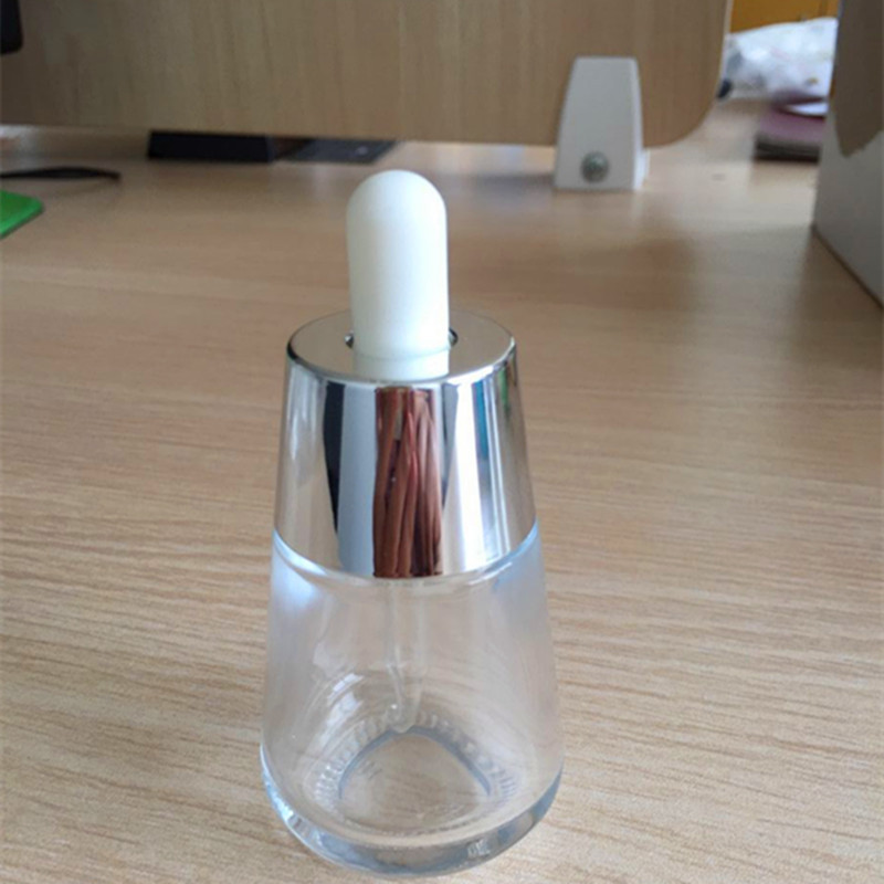 30ml精油瓶 电镀银滴管瓶 玻璃圆锥瓶